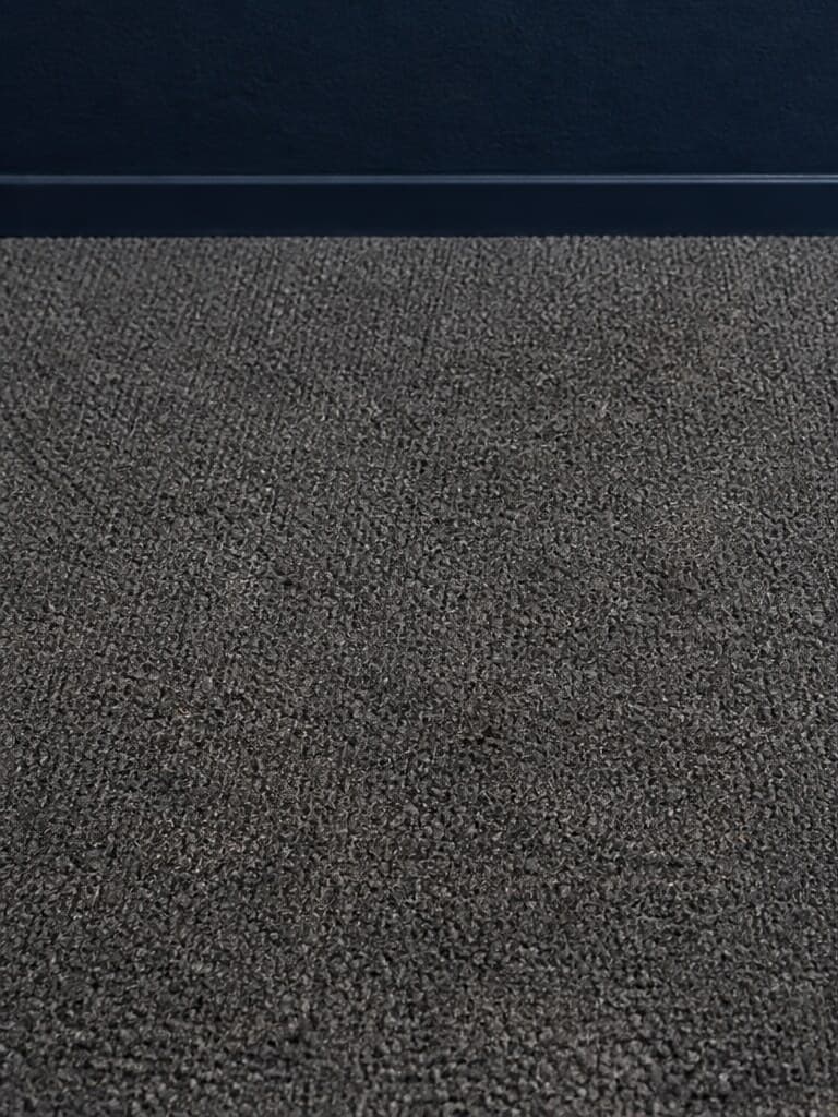 Illustrative charcoal carpet with flattened fibers and ordinary surface soil.